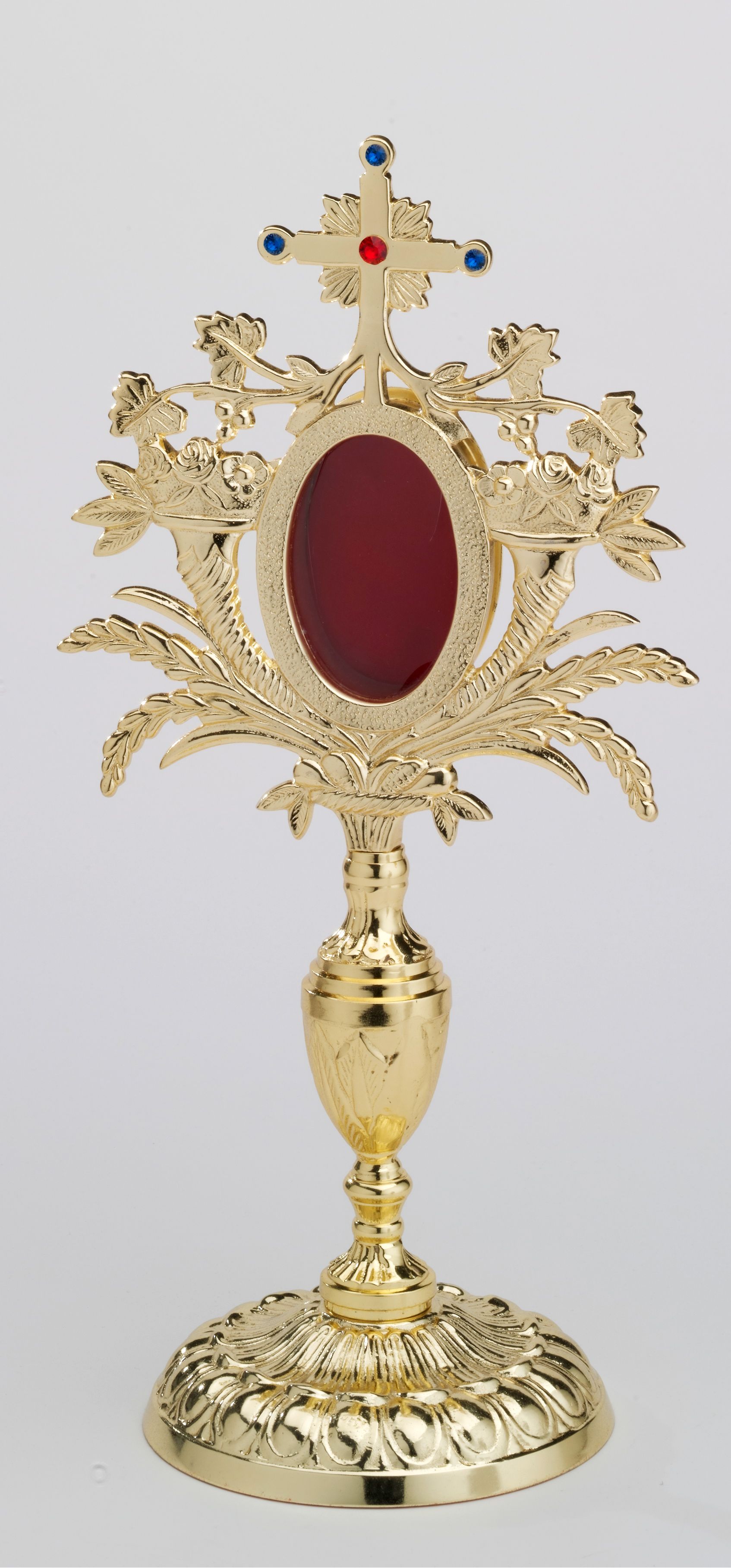 Relikwiarz-  - 33 cm, z kamieniami szlachetnymi, pozłacany