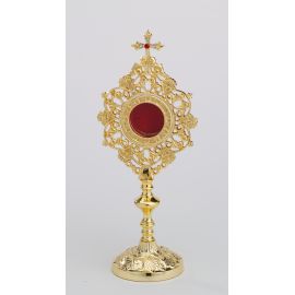 Relikwiarz - 25 cm z kamieniami szlachetnymi, pozłacany (1)