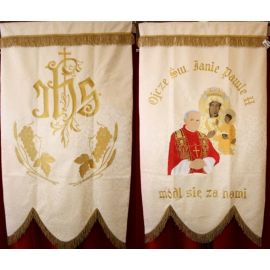 Chorągiew haftowana -  Święty Jan Paweł II (B) - CHORĄGWIE, SZTANDARY - Nowość
