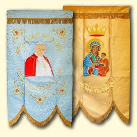 Chorągiew haftowana -  Święty Jan Paweł II - CHORĄGWIE, SZTANDARY - Nowość
