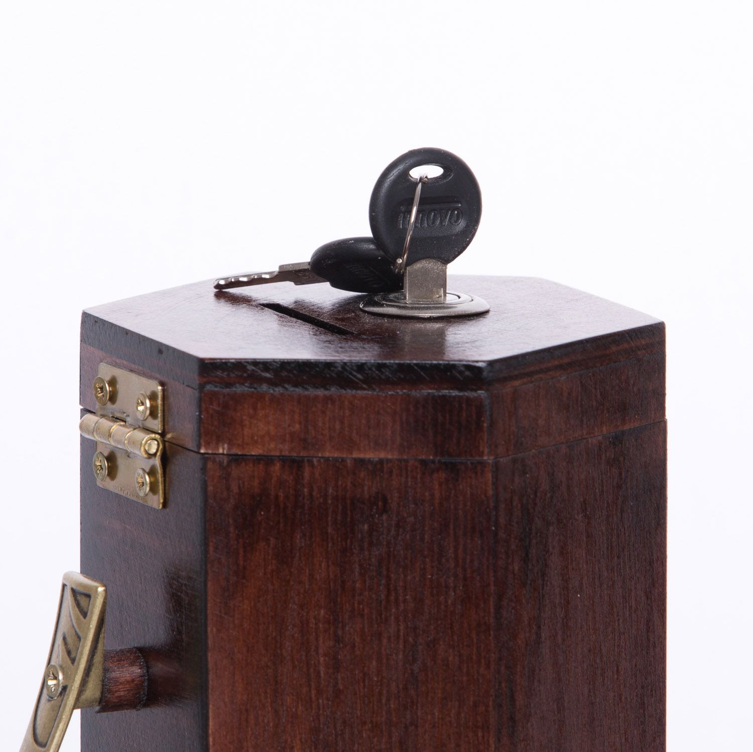 Puszka, skarbonka na datki - drewniana (ciemny brąz) - zdjęcie 2 - Puszka, skarbonka na datki - drewniana (ciemny brąz)