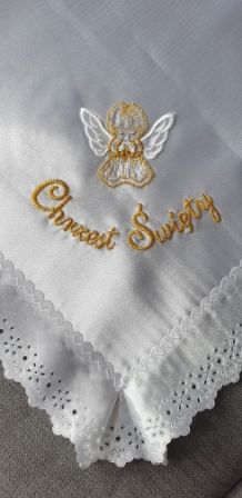 Szatka do Chrztu - kwadrat, złoty haft - zdjęcie 2 - Szatka do Chrztu - kwadrat, złoty haft