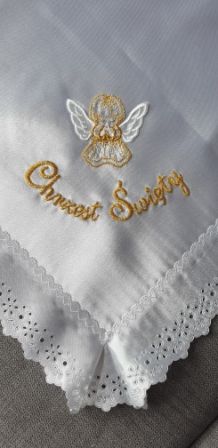 Szatka do Chrztu - kwadrat, złoty haft - zdjęcie 3 - Szatka do Chrztu - kwadrat, złoty haft
