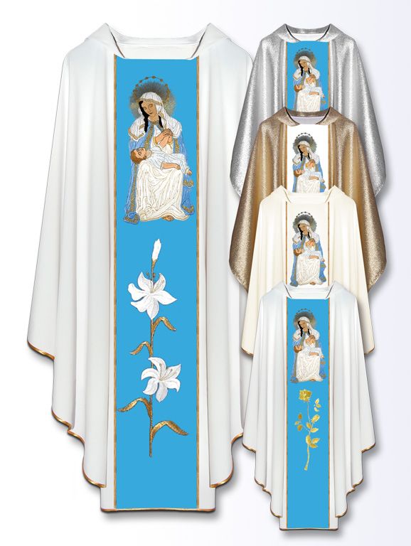 Ornat z haftowanym wizerunkiem - Matka Boża z Portoryko