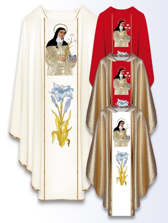 Ornat z haftowanym wizerunkiem - Święta Klara