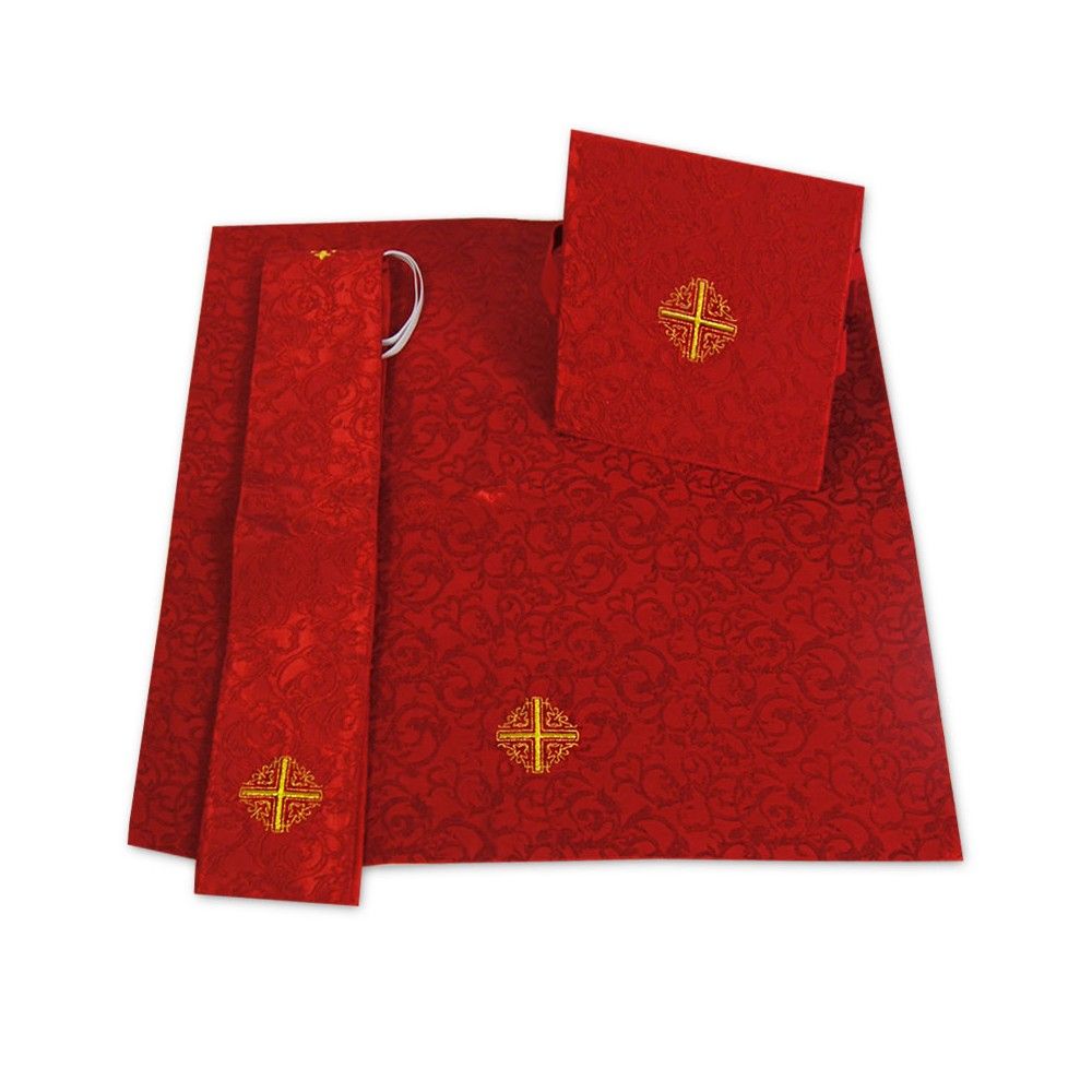 Zestaw Bursa, Manipularz i Welon na Kielich - czerwony