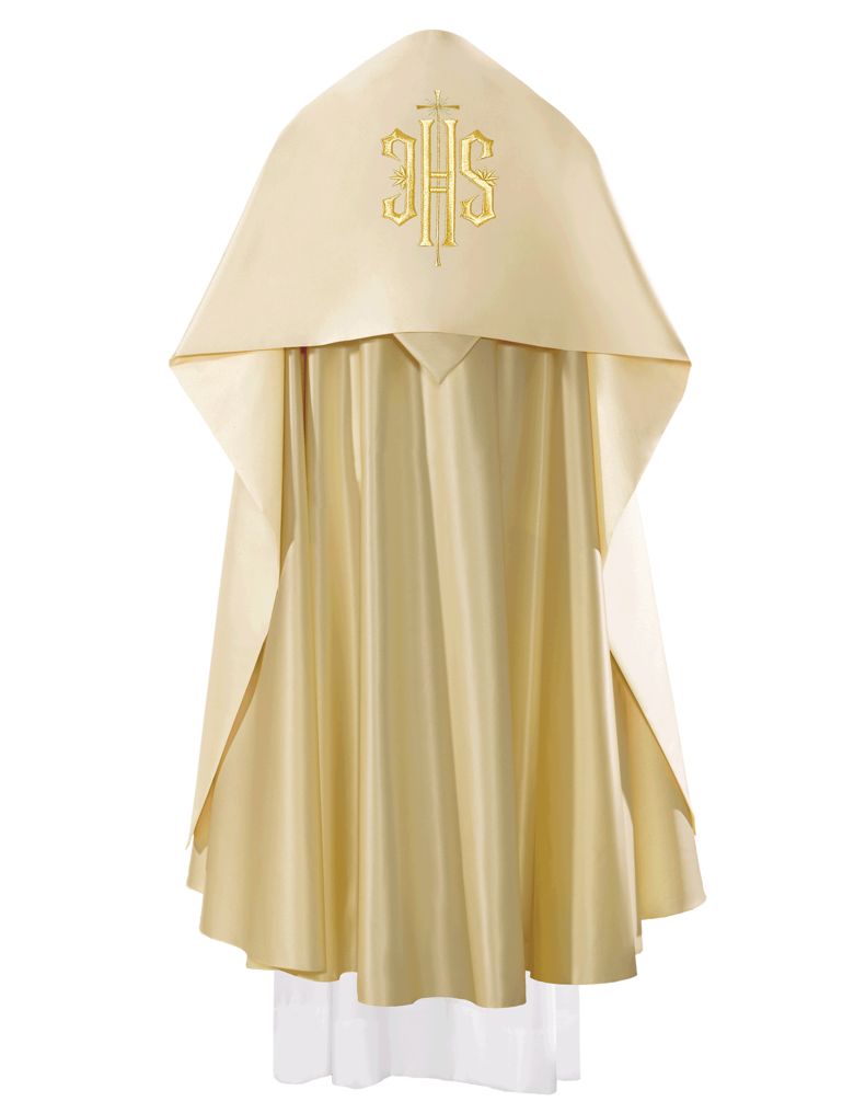 Welon liturgiczny IHS haftowany, ecru satyna (17) - zdjęcie 2 - Welon liturgiczny IHS haftowany, ecru satyna (17)