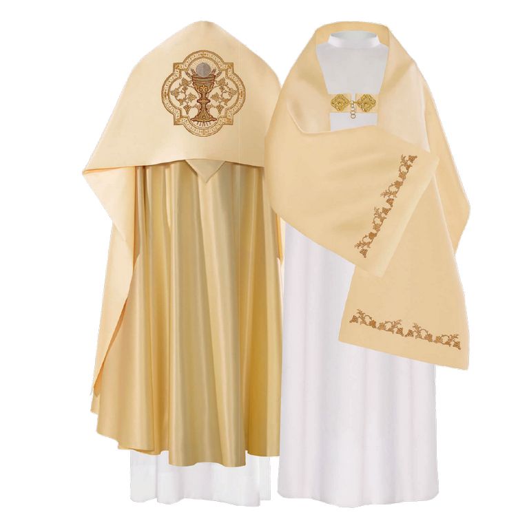 Welon liturgiczny kielich haftowany, ecru satyna (20) - zdjęcie 2 - Welon liturgiczny kielich haftowany, ecru satyna (20)