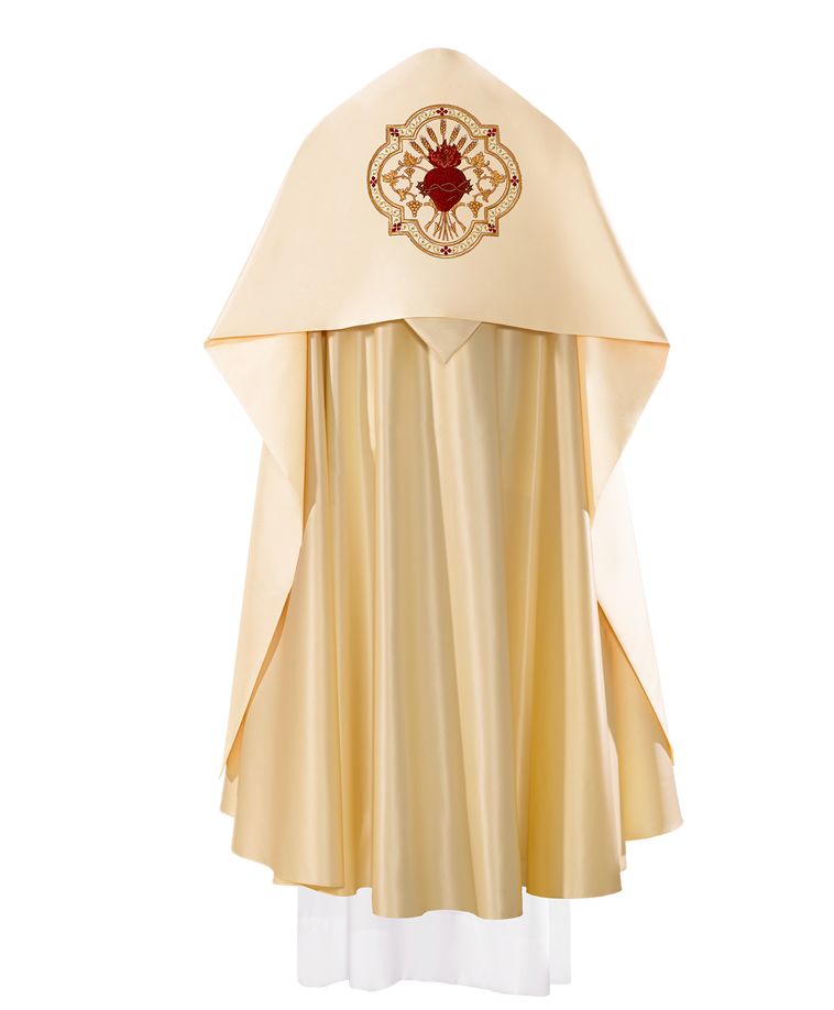 Welon liturgiczny Serce Pana Jezusa haftowany, ecru satyna (21) - zdjęcie 2 - Welon liturgiczny Serce Pana Jezusa haftowany, ecru satyna (21)