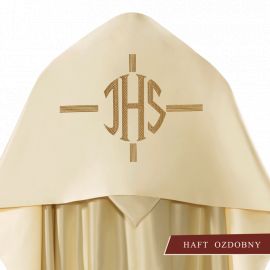 Welon liturgiczny haftowany IHS, ecru satyna (24) - WELONY - Nowość