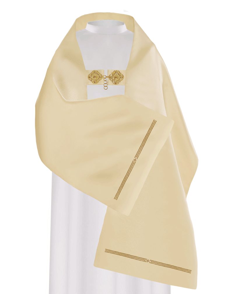 Welon liturgiczny haftowany IHS, ecru satyna (24) - zdjęcie 3 - Welon liturgiczny haftowany IHS, ecru satyna (24)