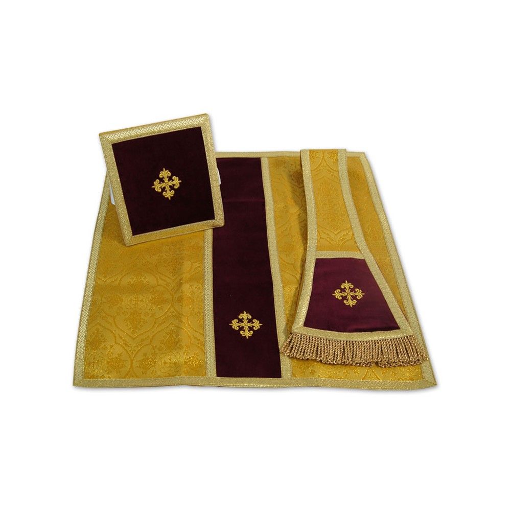 Zestaw Bursa, Manipularz i Welon na Kielich (brokat+aksamit)