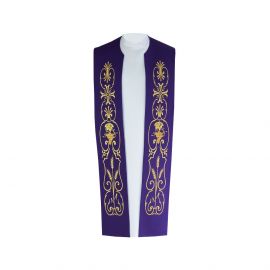 Stuła kapłańska bawełniana - złoty haft - kolory liturgiczne - EUCHARYSTYCZNE - Nowość