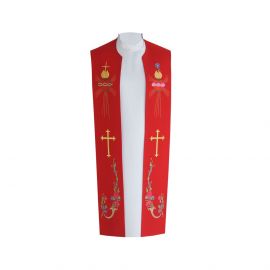 Stuła kapłańska haftowana - Serce, Krzyż (bawełna) - zdjęcie 4 - Stuła kapłańska haftowana - Serce, Krzyż (bawełna)