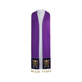 Stuła kapłańska z chwostami, żakard (2 kolory) - KONCELEBRA - Nowość