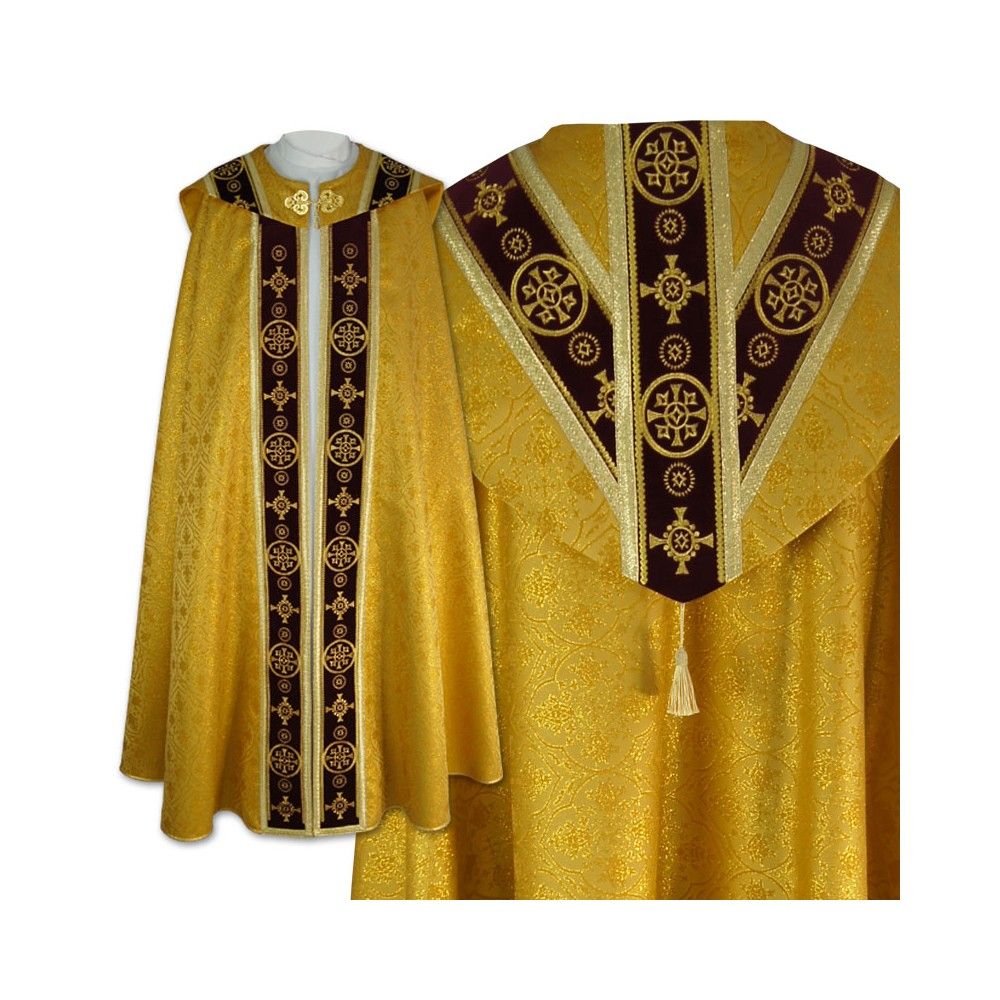 Kapa złota Semi-Gotycka - aksamitne pasy (5) - KAPY LITURGICZNE