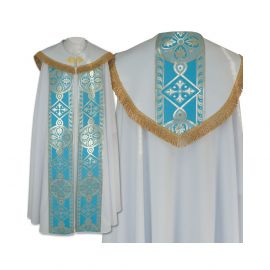 Kapa wzór Maryjny - niebieskie pasy (6) - KAPY LITURGICZNE - Nowość