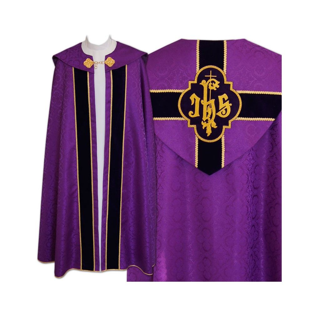 Kapa fioletowa wzór gotycki - tkanina żakard (15)