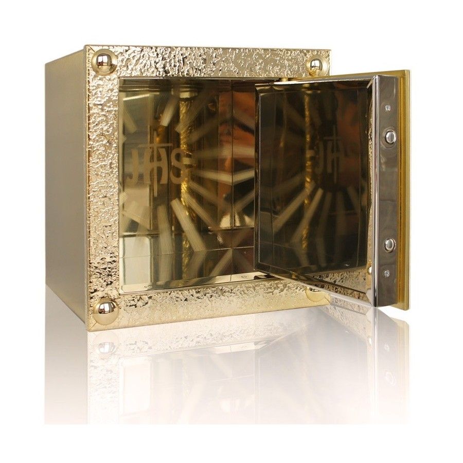 Tabernakulum mosiężne IHS, krzyż (31) - zdjęcie 2 - Tabernakulum mosiężne IHS, krzyż (31)