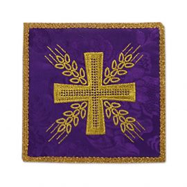 Palka haftowana fioletowa - Krzyż i kłosy - kolor fioletowy - Nowość