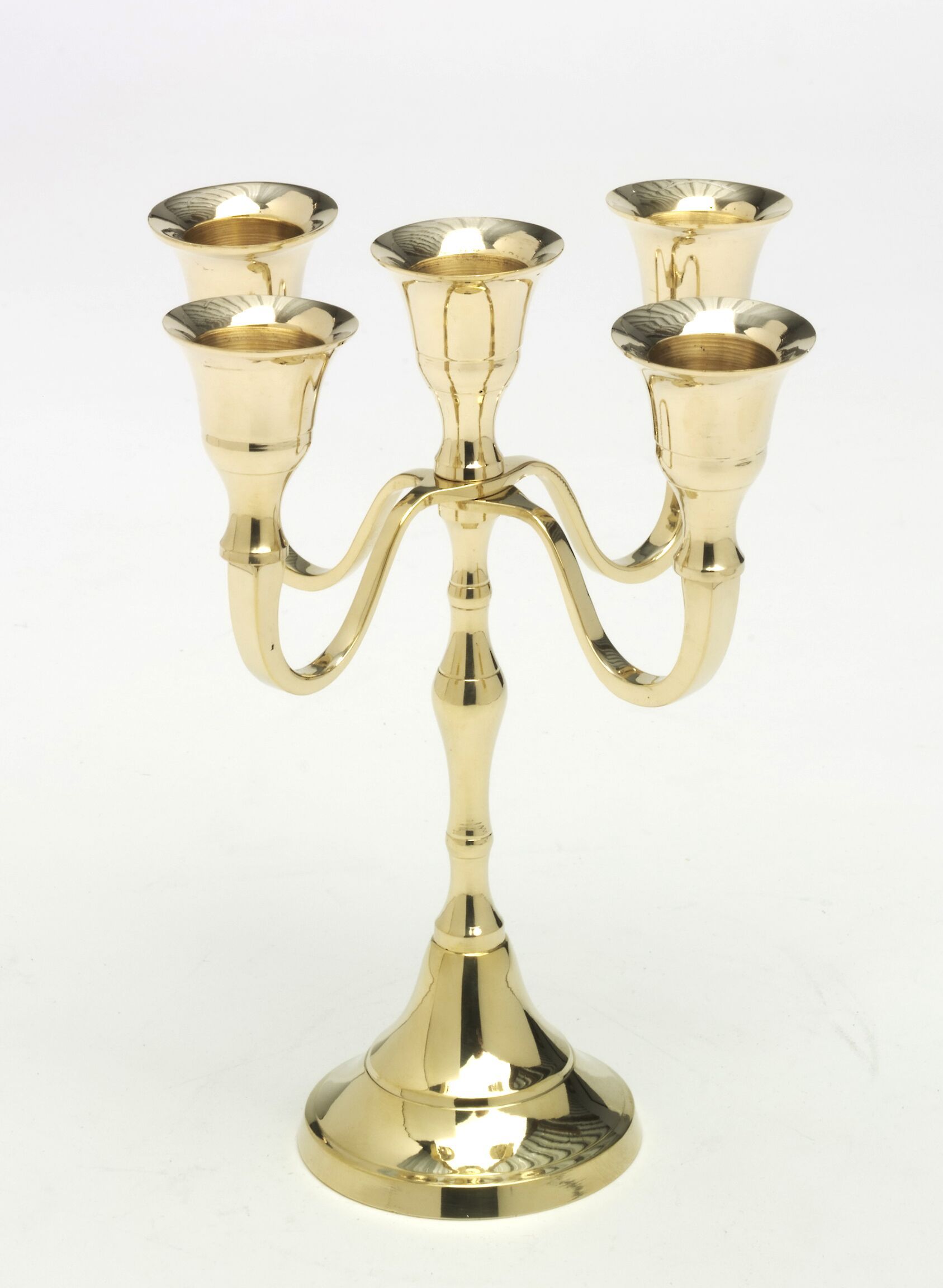 Świecznik na 5 chudych świeczek - mosiężny - 18 cm