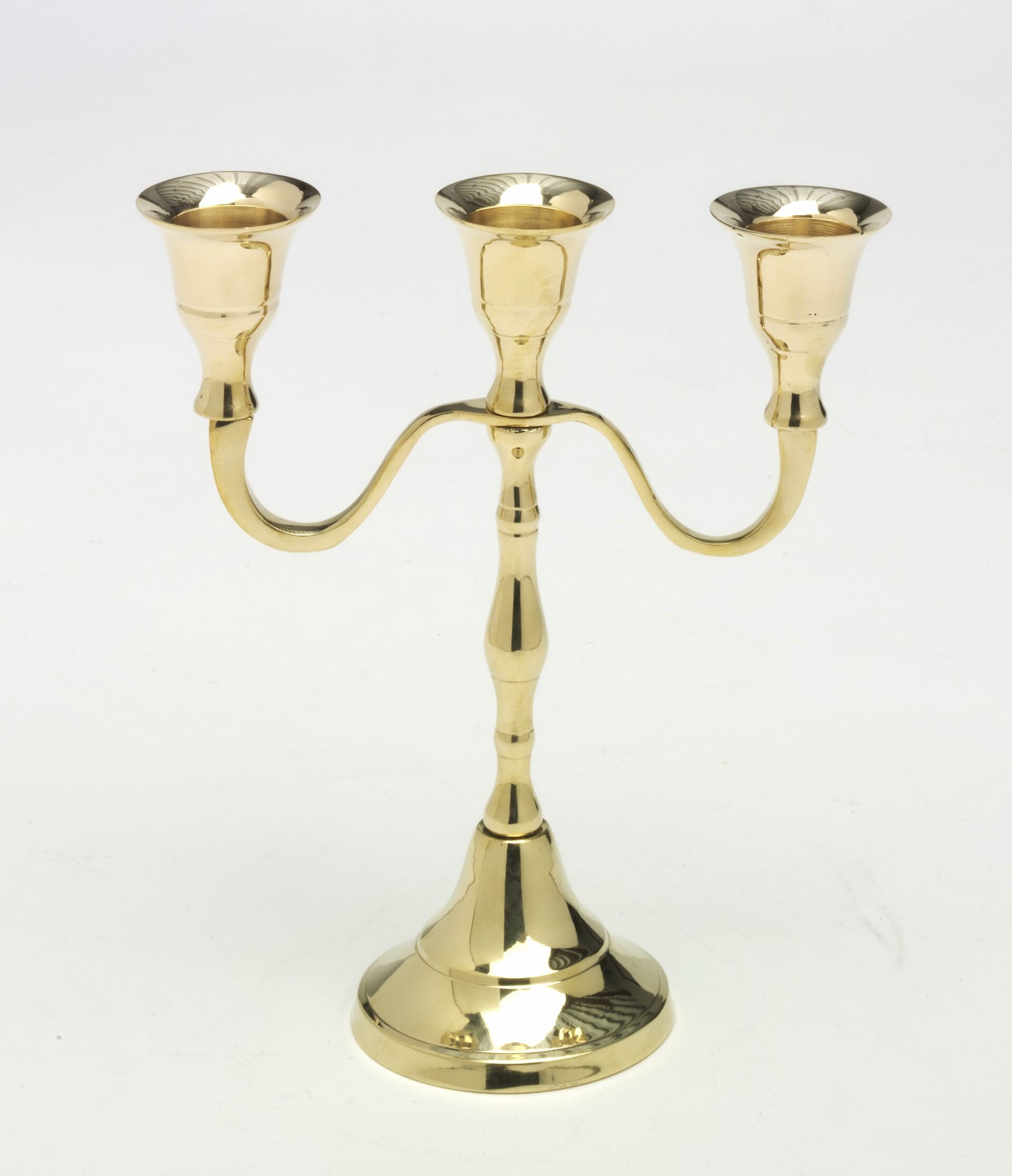 Świecznik na 3 chudych świeczek - mosiężny - 18 cm