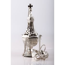 Trybularz mosiężny, niklowany, odlewany - 31 cm - TRYBULARZE, ŁÓDKI - Nowość