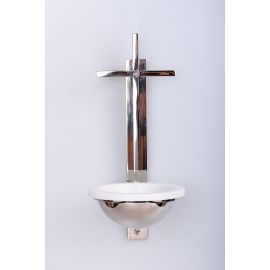 Kropielnica mosiężna, niklowana krzyż - 31 cm - KROPIELNICE - Nowość