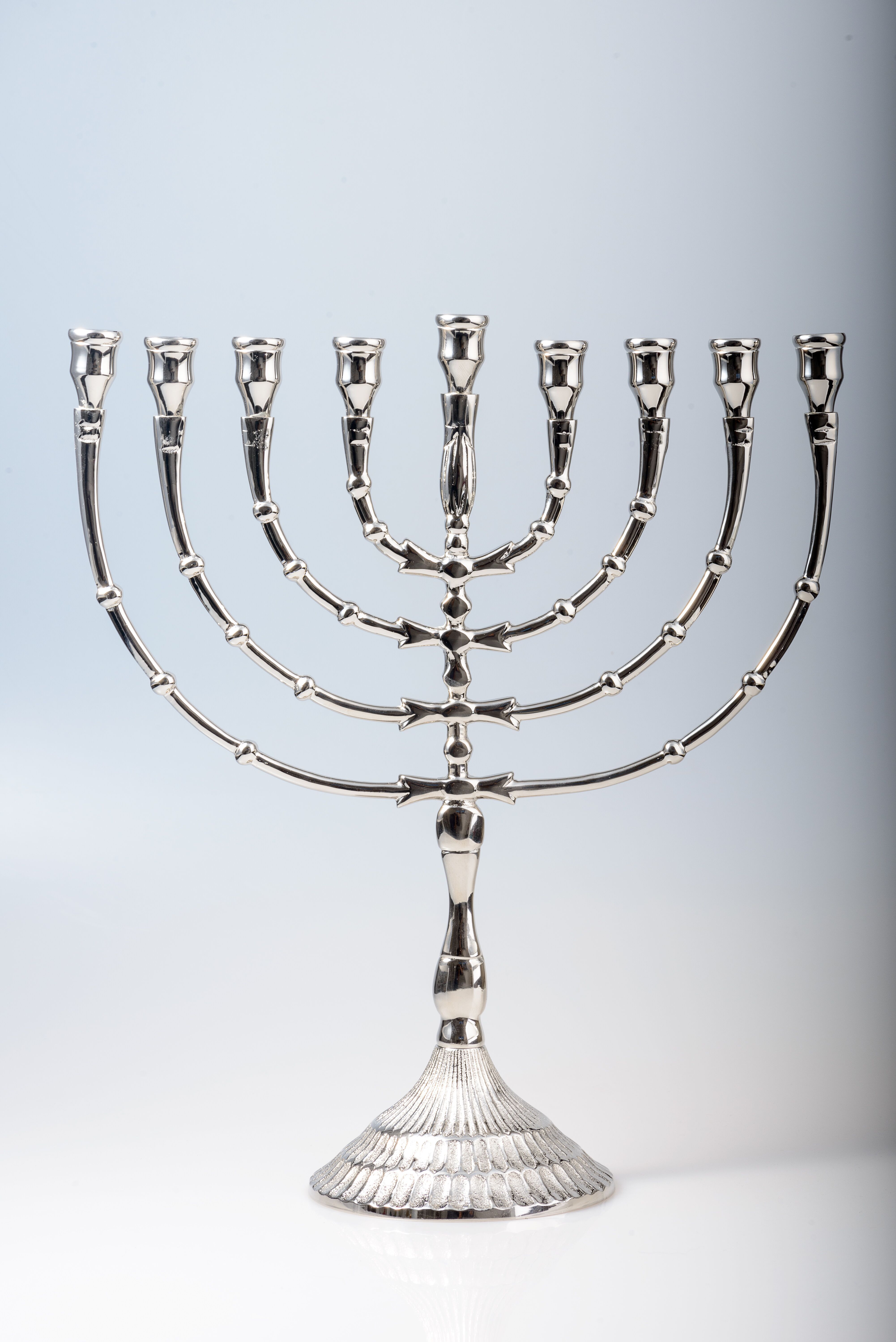 Świecznik menora srebrny - 9 świeczek - 32 cm