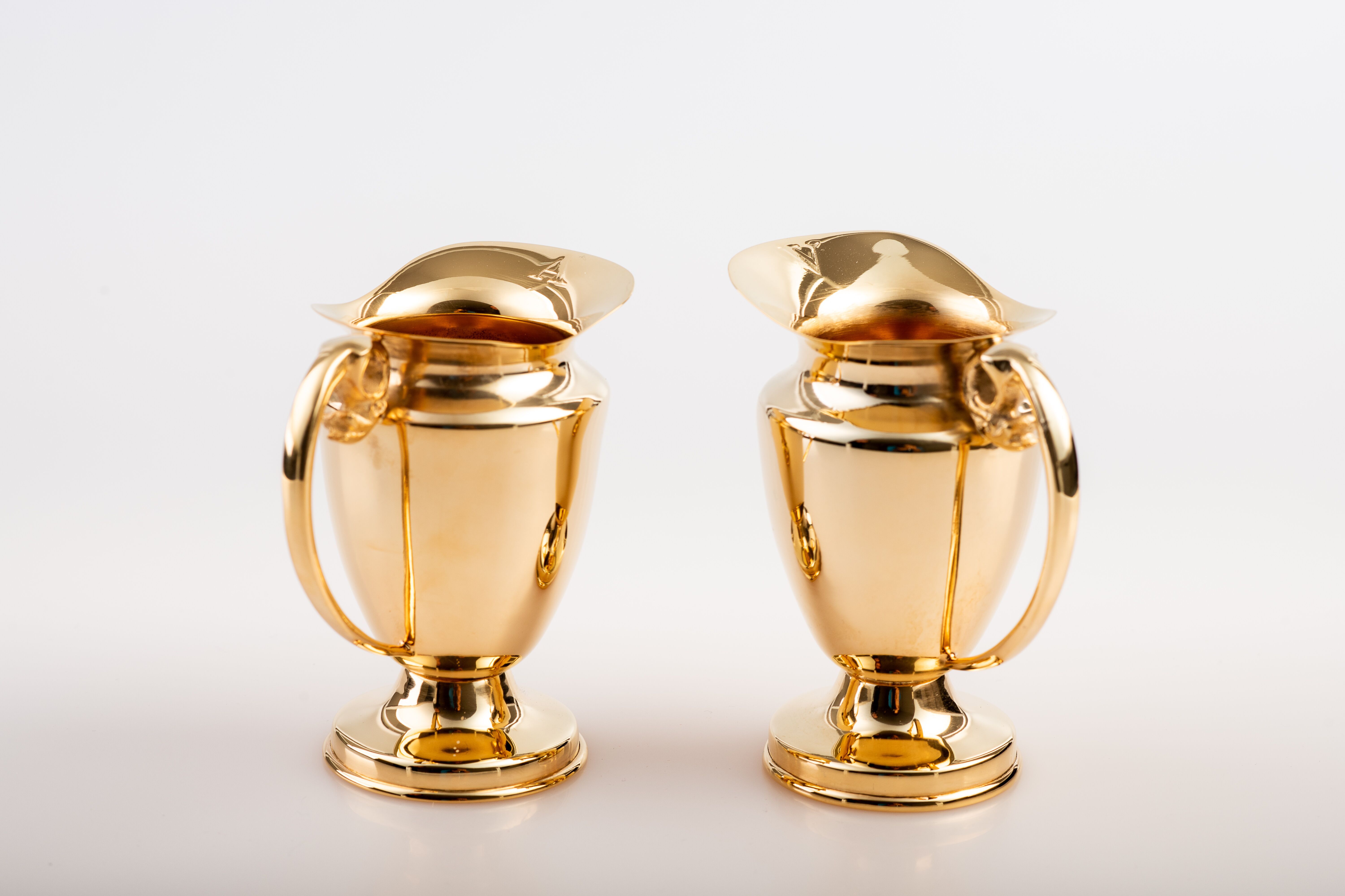 Zestaw dzbanków do wody i wina - mosiądz pozłacany