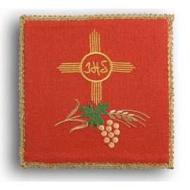 Palka haftowana czerwona - IHS w kole, krzyż , kłosy - kolor czerwony - Nowość