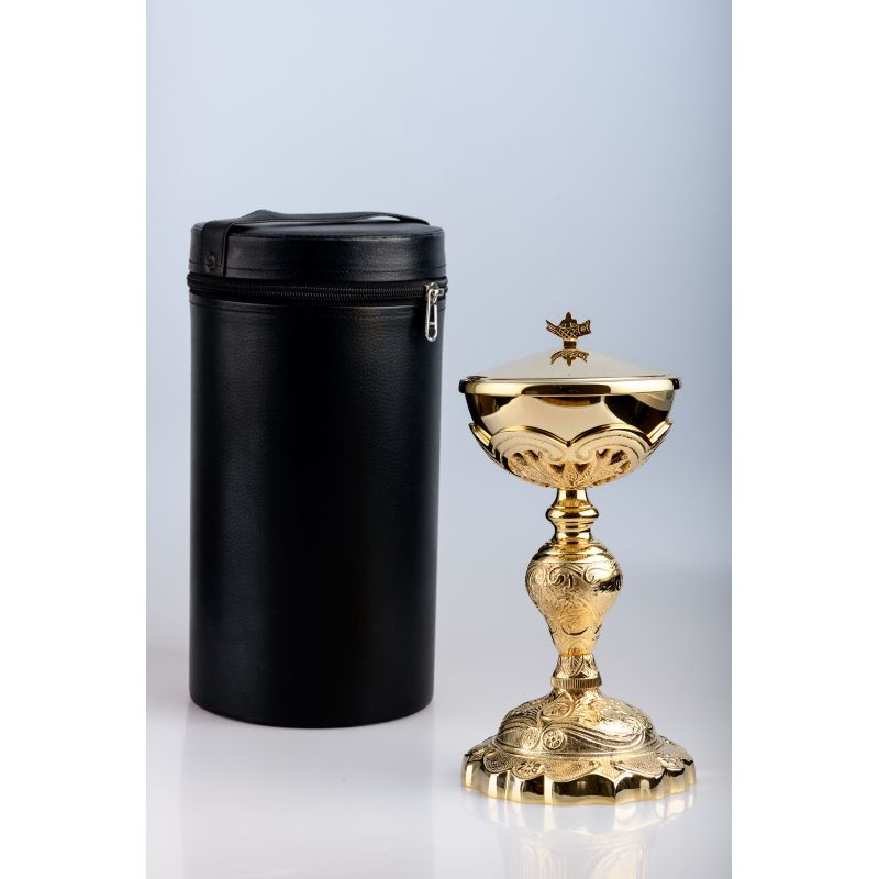 Puszka na komunikanty + futerał, mosiężna , pozłacana - 27 cm (62) - Puszka na komunikanty + futerał, mosiężna , pozłacana - 27 cm (62)