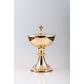 Puszka na komunikanty, mosiężna , pozłacana - 24 cm (35) - PUSZKI MSZALNE - Nowość