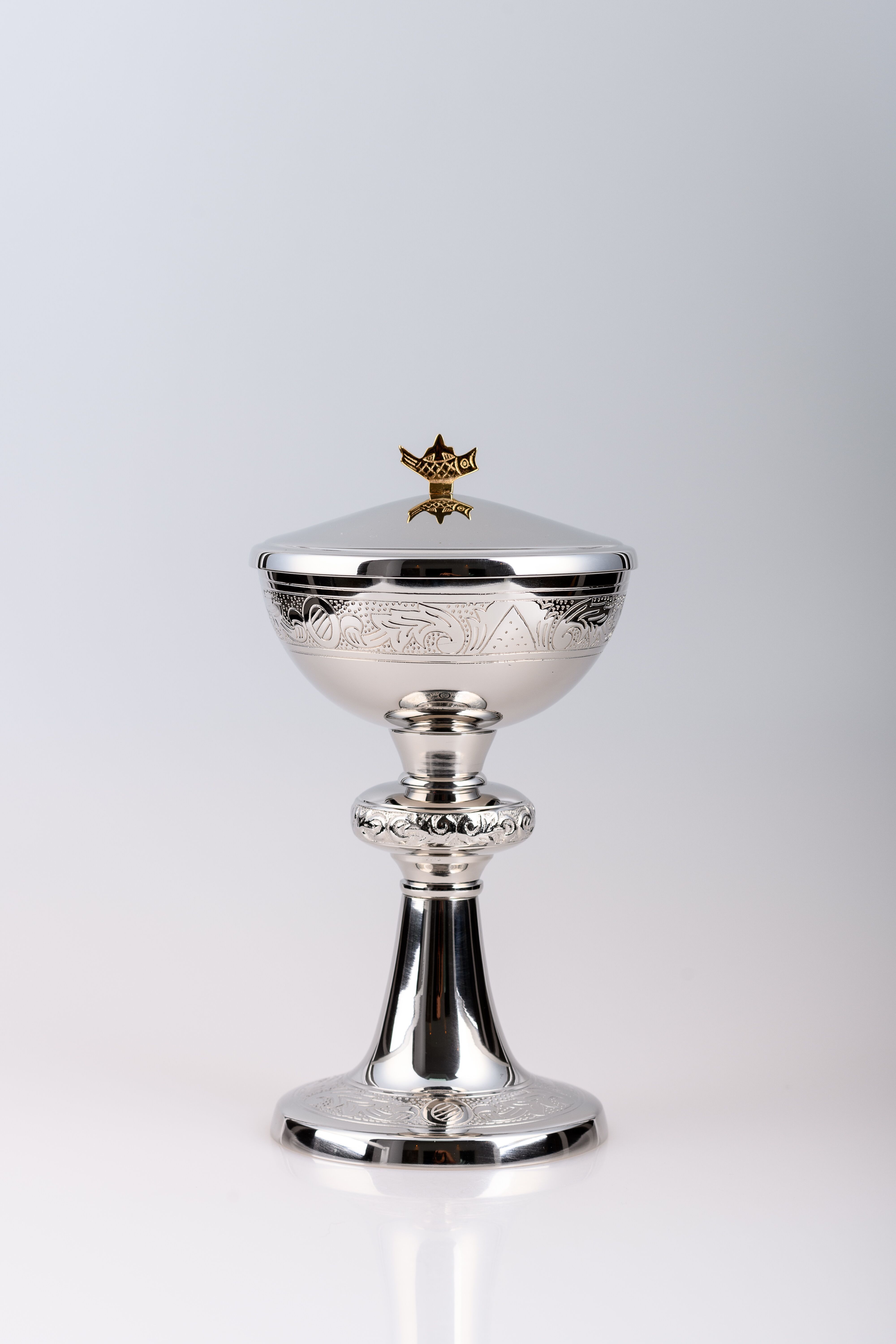 Puszka na komunikanty, mosiężna , niklowany, srebrzona - 23 cm (16)