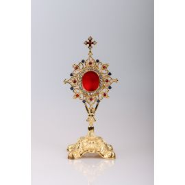 Relikwiarz pozłacany 24 cm - kamienie ozdobne (20) - RELIKWIARZE - Nowość