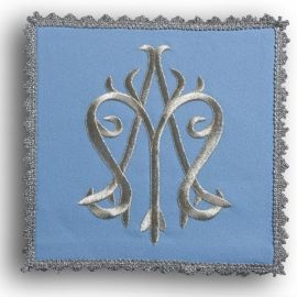 Palka haftowana niebieska - symbol Maryjny (2) - kolor niebieski - Nowość
