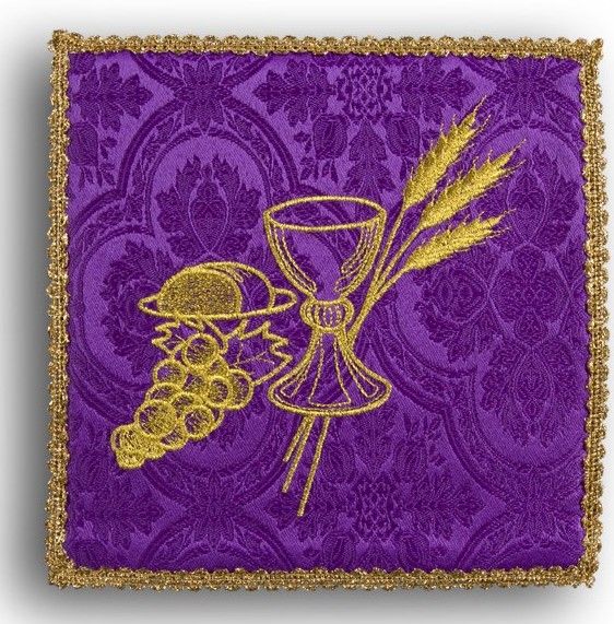 Palka haftowana fioletowa - kielich+ winogrona