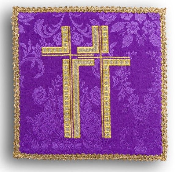 Palka haftowana fioletowa - Krzyż
