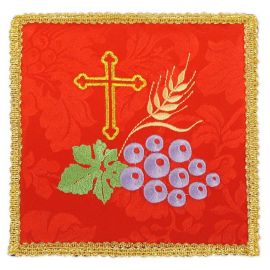 Palka haftowana czerwona - Krzyż, winogrono, kłosy - kolor czerwony - Nowość