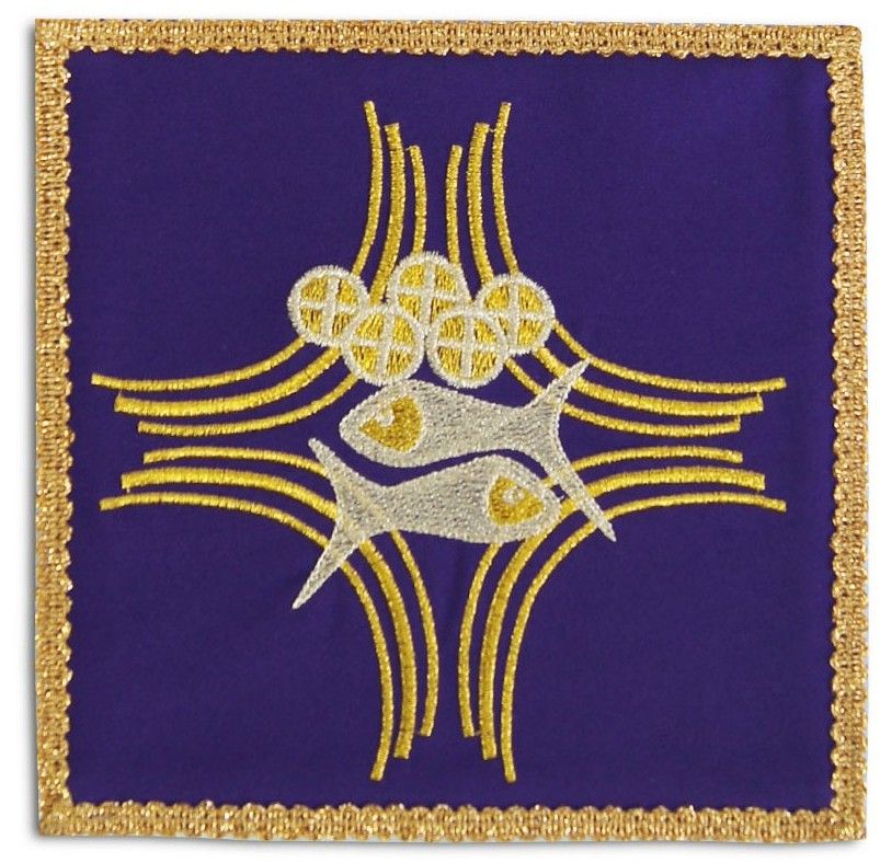 Palka haftowana fioletowa - Ryby + chleb (2)