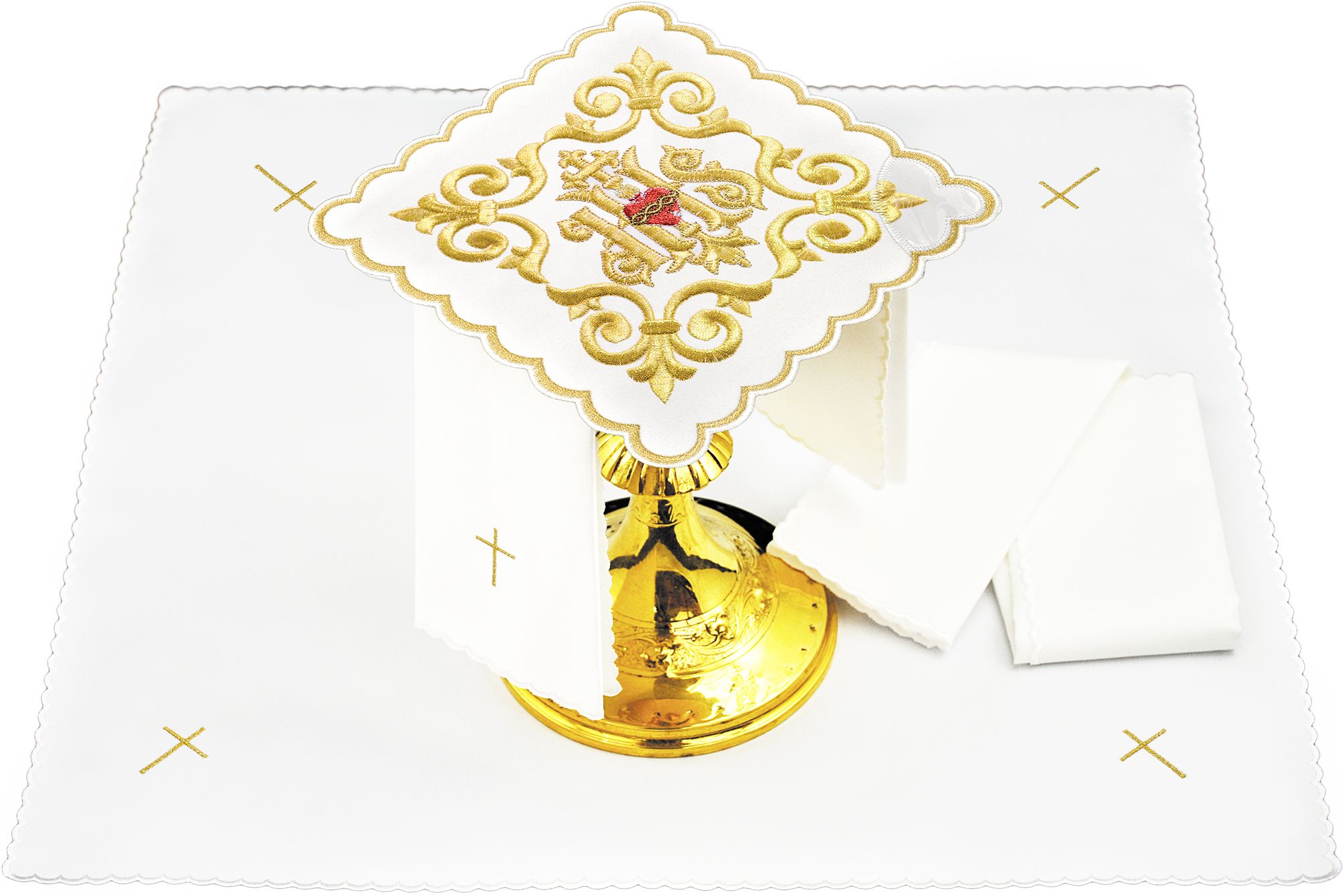 Bielizna kielichowa IHS + Serce - haft