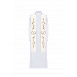Stuła Maryjna haftowana - biała lub ecru (32) - EUCHARYSTYCZNE - Nowość