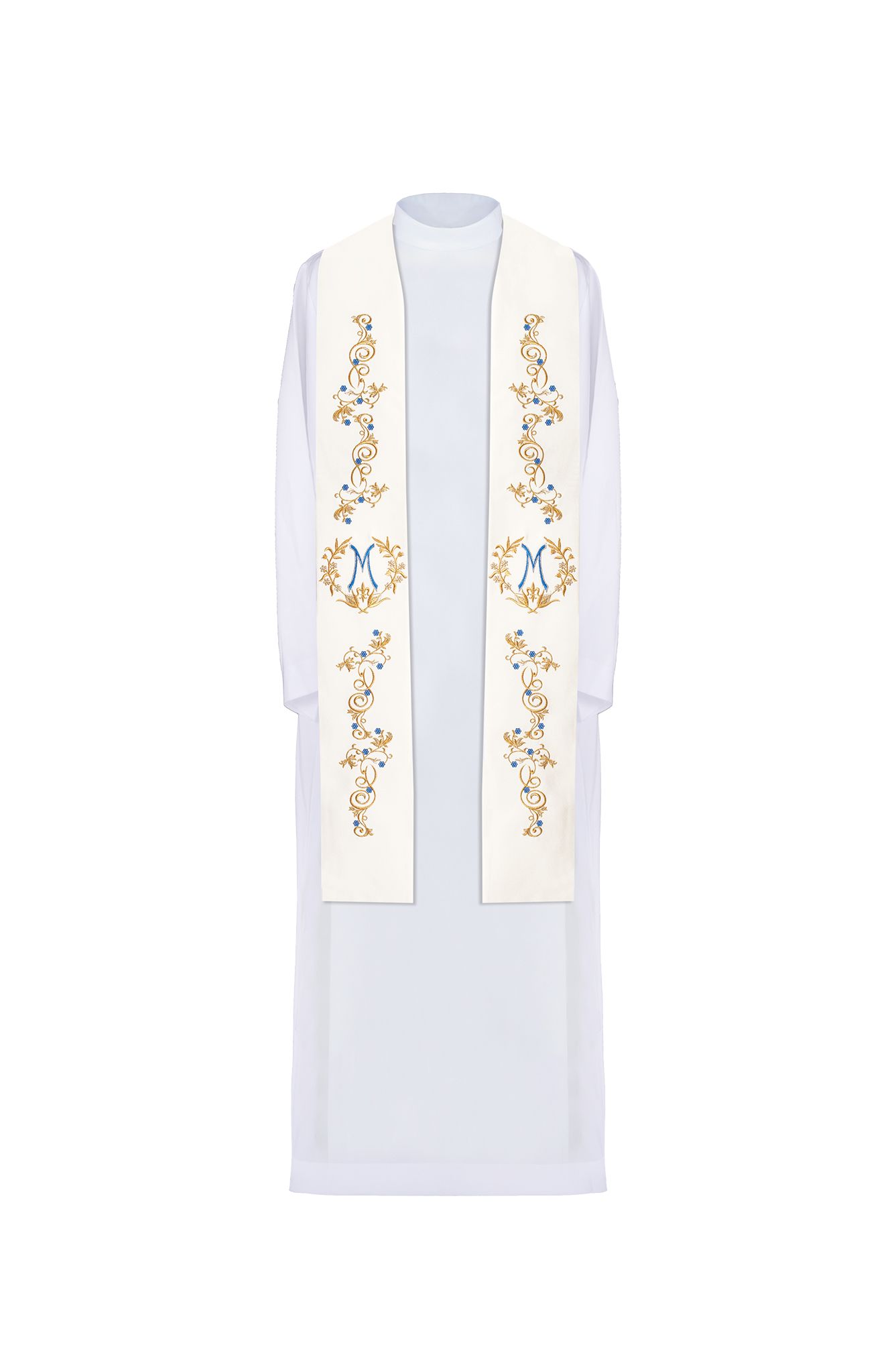 Stuła Maryjna haftowana - biała (32)