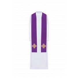 Stuła haftowana Krzyż Jerozolimski - kolory liturgiczne (46) - EUCHARYSTYCZNE - Nowość