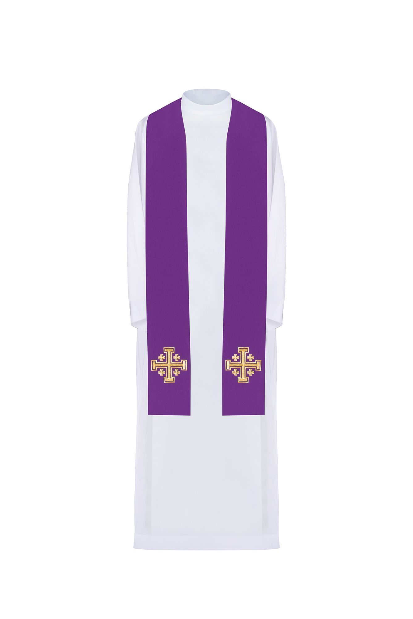 Stuła haftowana Krzyż Jerozolimski - kolory liturgiczne (46)