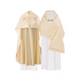 Welon liturgiczny IHS - ecru satyna (33) - WELONY - Nowość