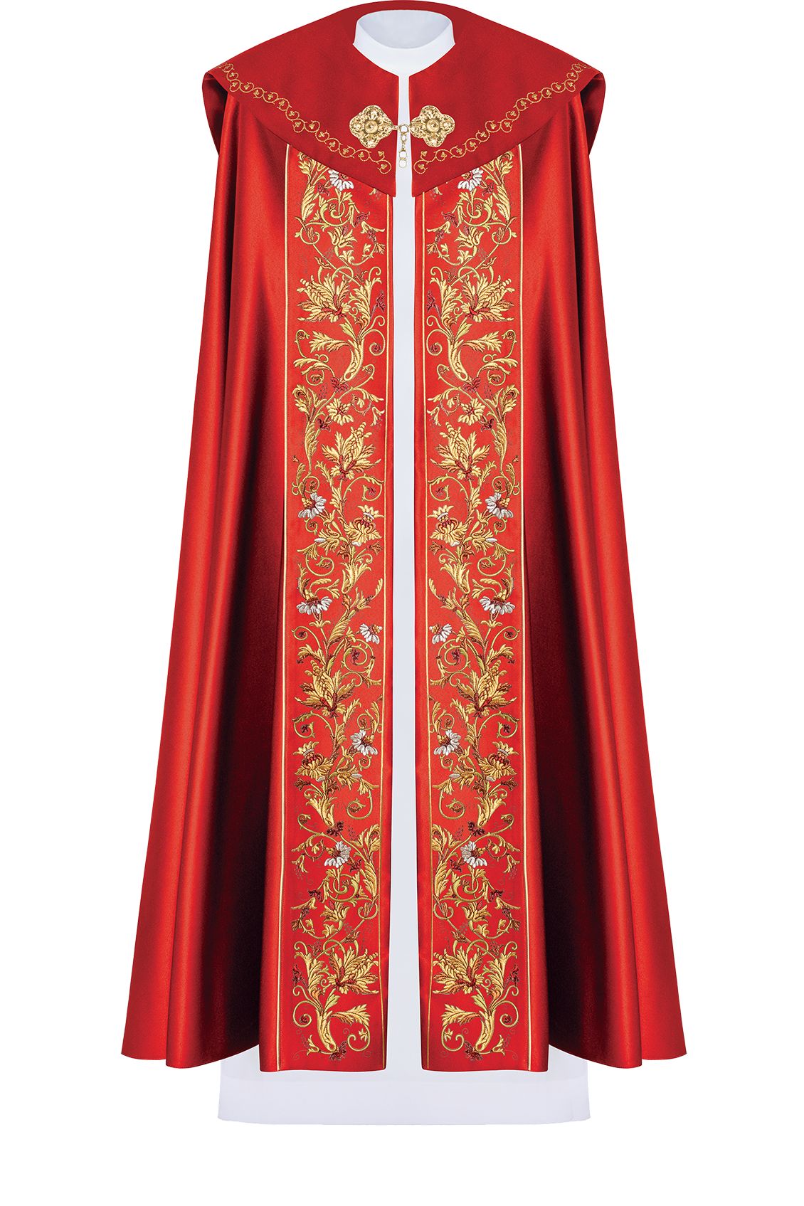 Kapa liturgiczna haftowana IHS - czerwona (33) - KAPY LITURGICZNE