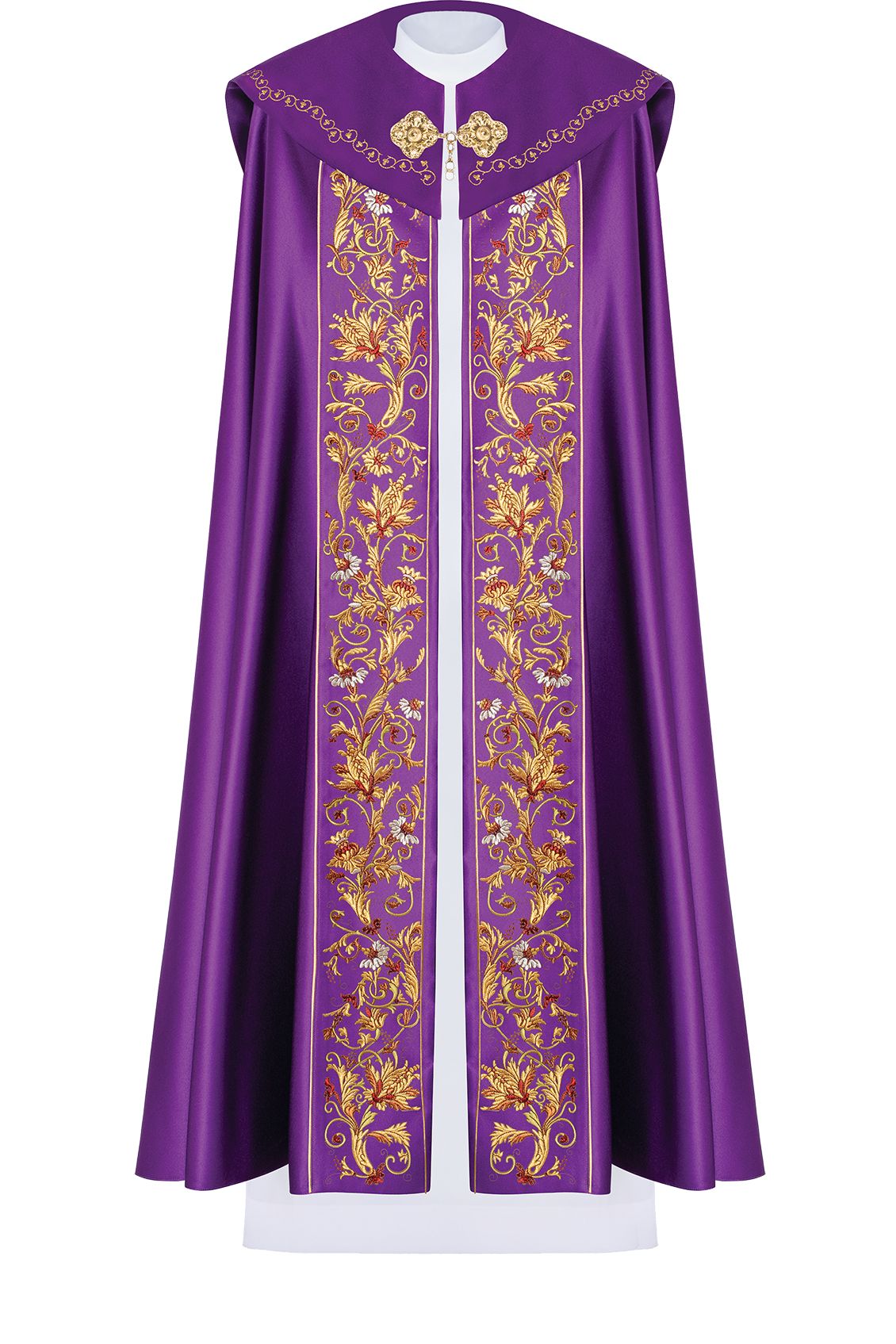 Kapa liturgiczna haftowana IHS - fioletowa (34) - KAPY LITURGICZNE