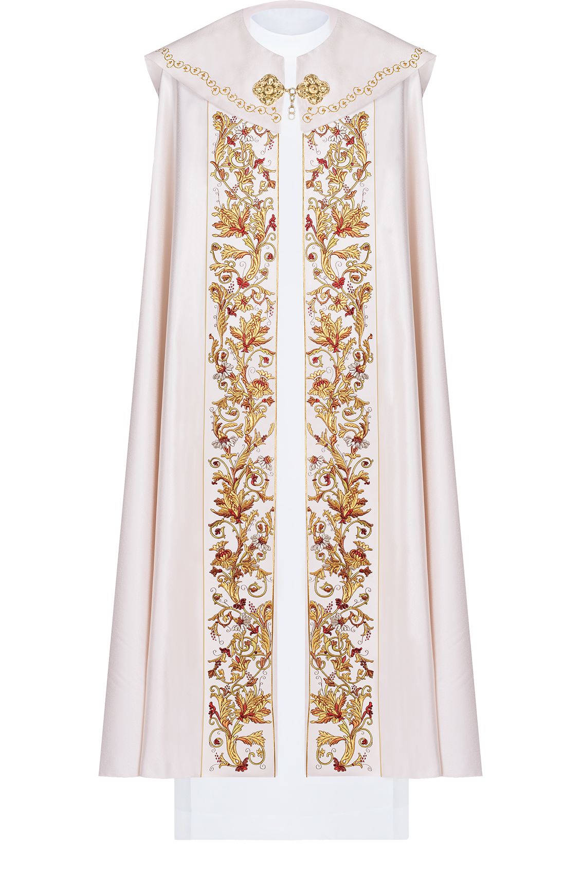 Kapa liturgiczna haftowana IHS - ecru (35) - KAPY LITURGICZNE