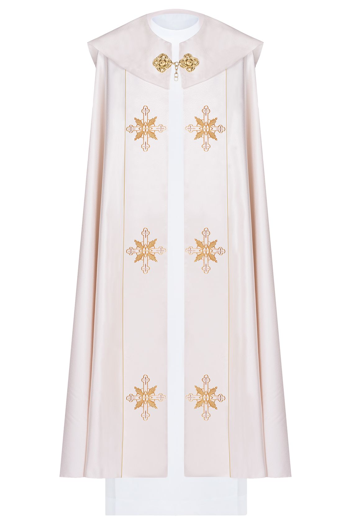 Kapa liturgiczna haftowana IHS - ecru (36) - KAPY LITURGICZNE